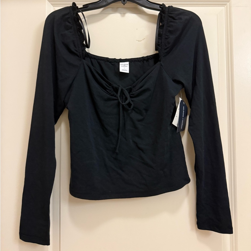 NWT Melrose and Market Black Long Sleeve Blouse